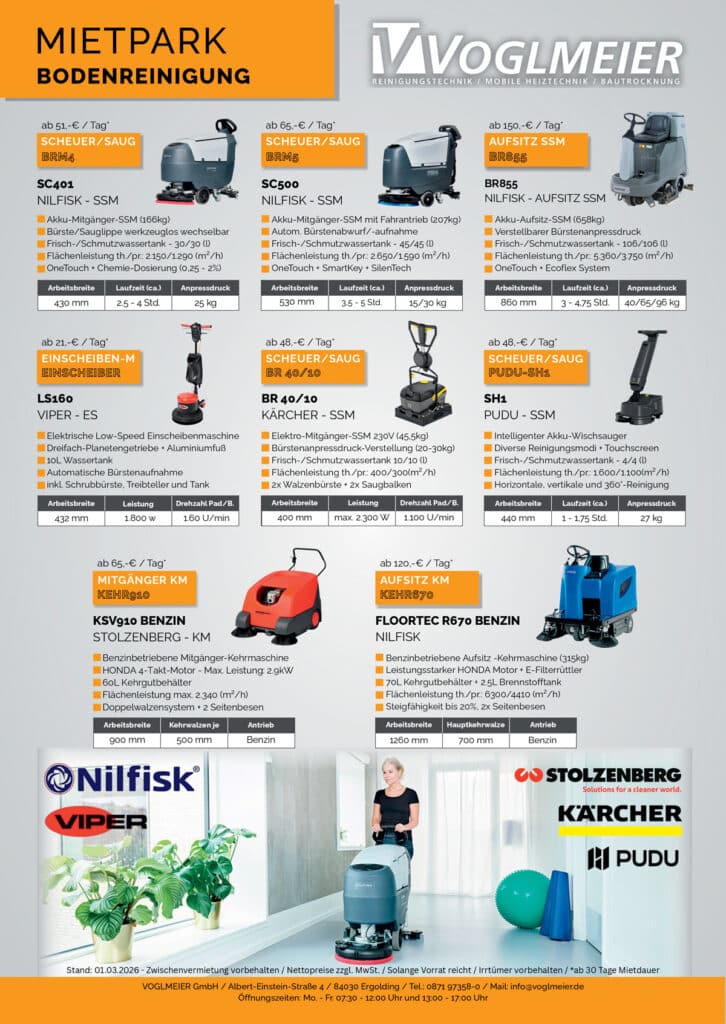 Aktion 2026 Mietpark Bodenreiniger Geräte